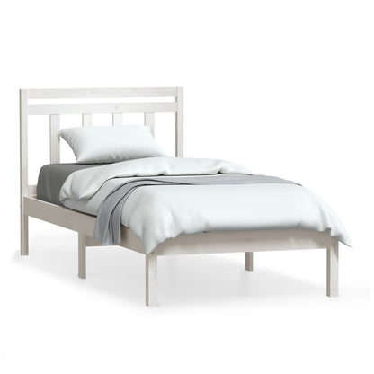 Bed Frame White Solid Wood Pine 90x200 cm