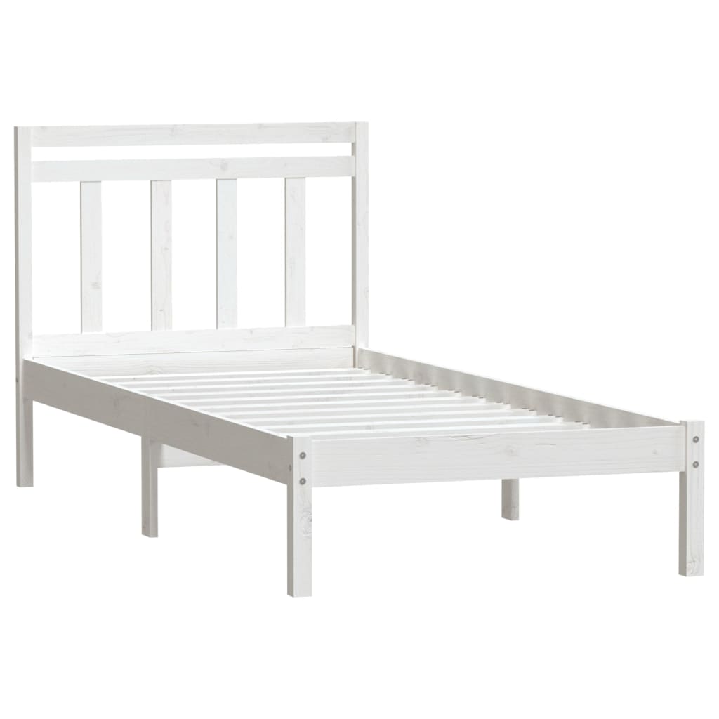 Bed Frame White Solid Wood Pine 90x200 cm