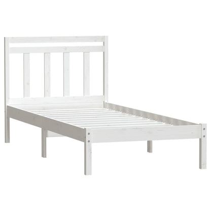 Bed Frame White Solid Wood Pine 90x200 cm