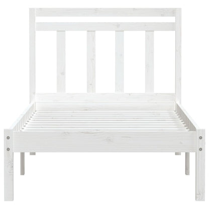 Bed Frame White Solid Wood Pine 90x200 cm