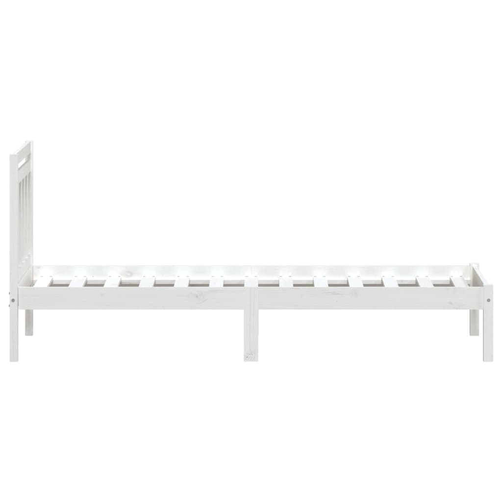 Bed Frame White Solid Wood Pine 90x200 cm