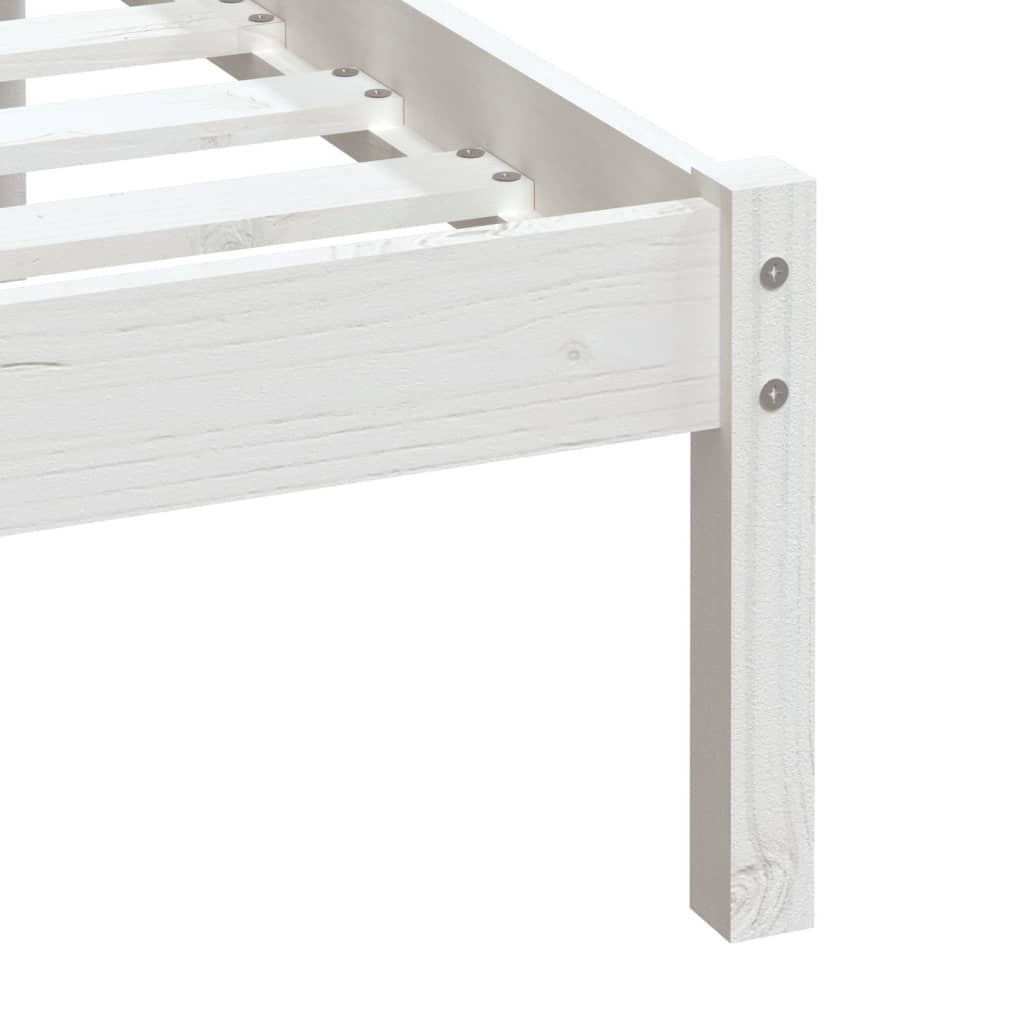 Bed Frame White Solid Wood Pine 90x200 cm