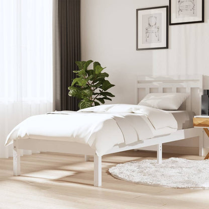 Bed Frame White Solid Wood Pine 90x200 cm