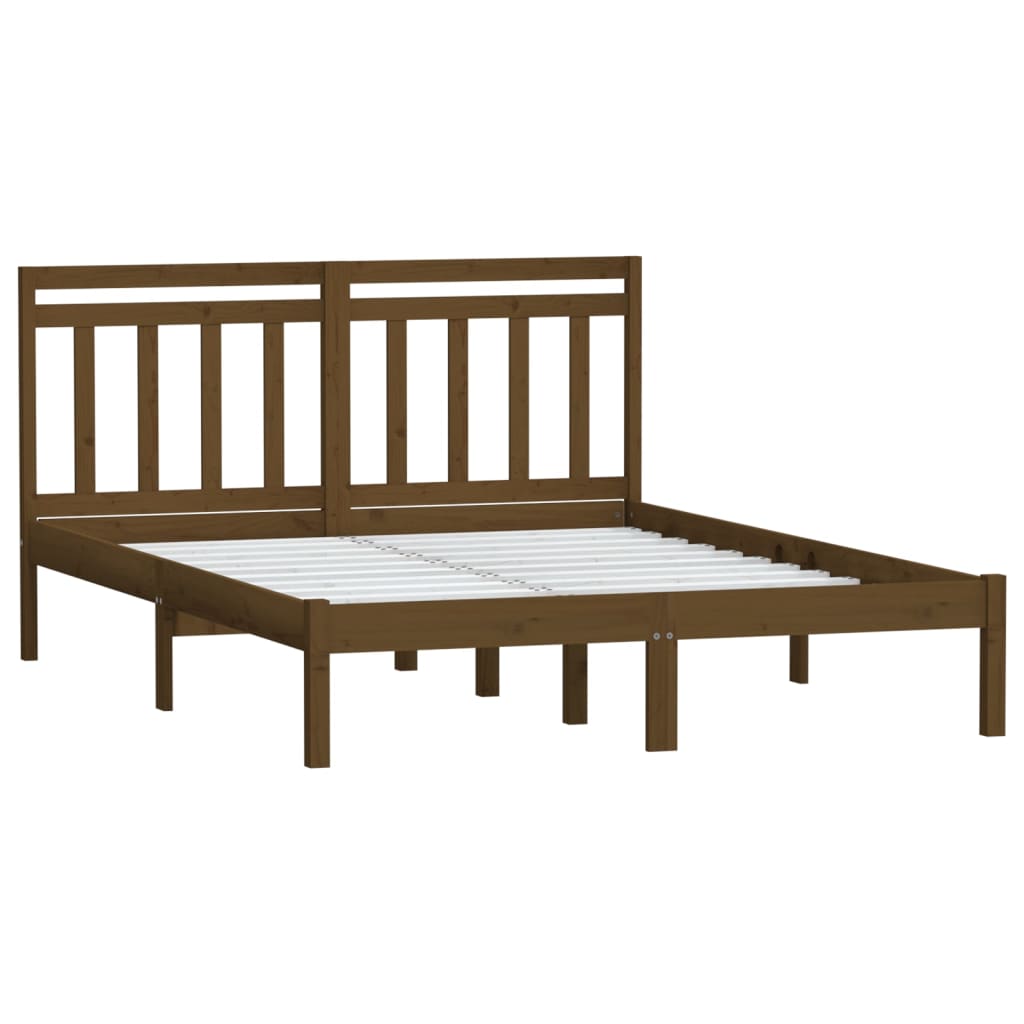 3100587 vidaXL Bed Frame without Mattress Honey Brown Solid Wood 120x200 cm (810015+814087)