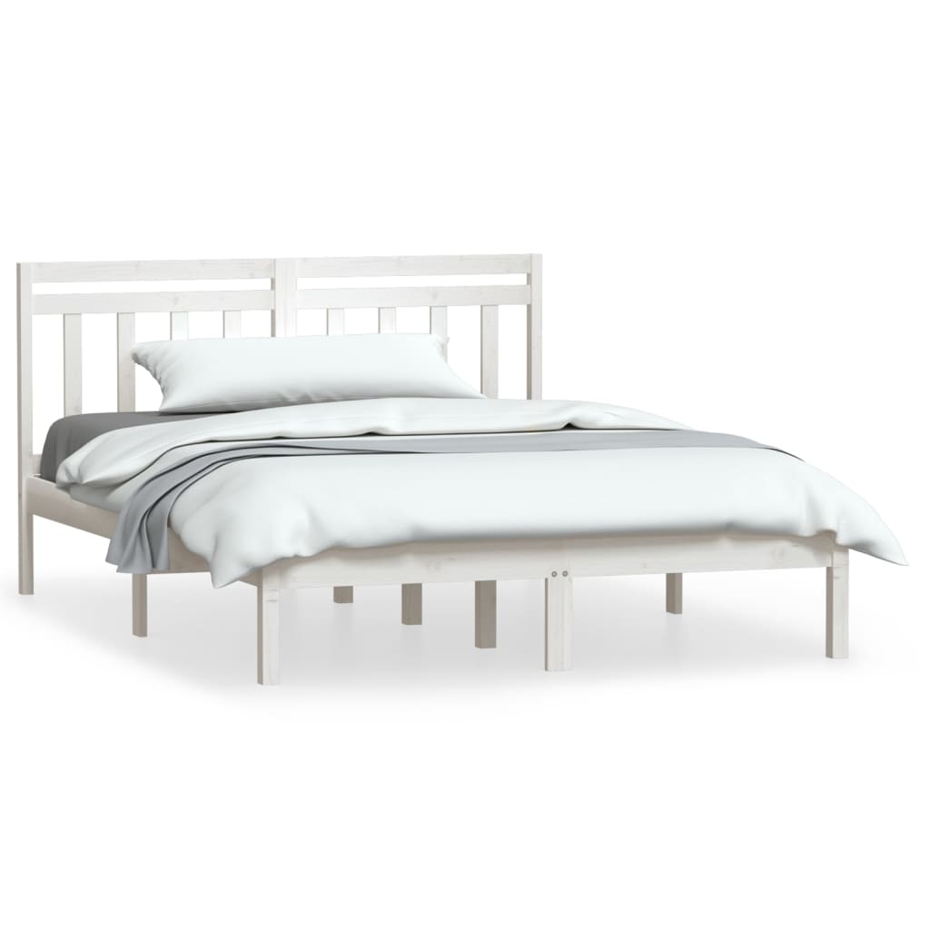 Bed Frame White Solid Wood Pine 140x200 cm