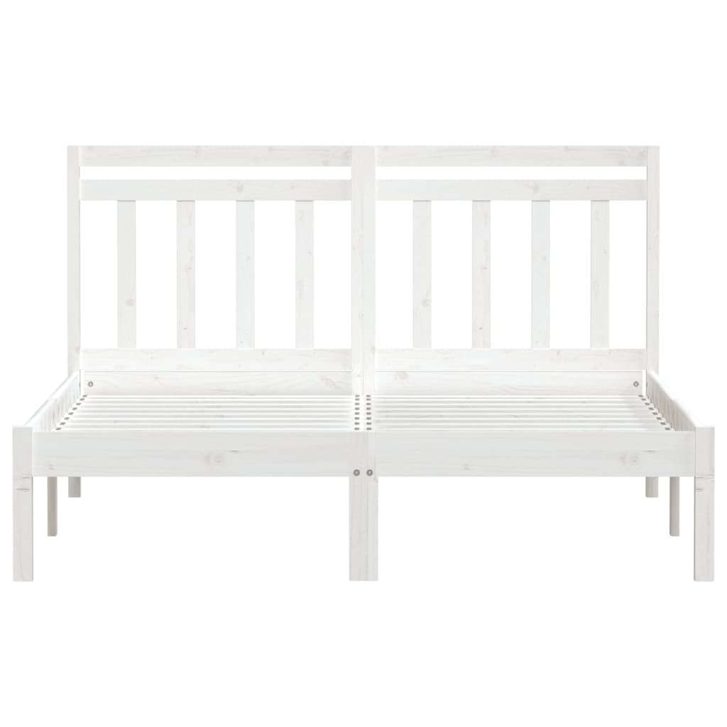 Bed Frame White Solid Wood Pine 140x200 cm