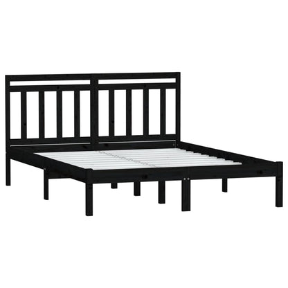 Bed Frame Black Solid Wood Pine 140x200 cm