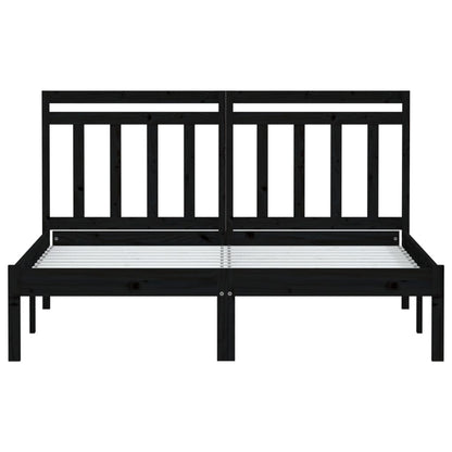 Bed Frame Black Solid Wood Pine 140x200 cm