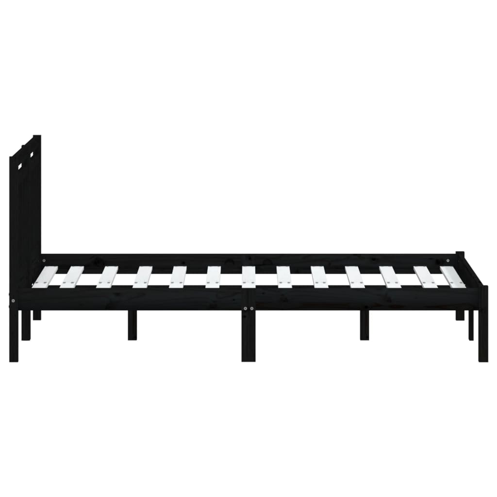 Bed Frame Black Solid Wood Pine 140x200 cm