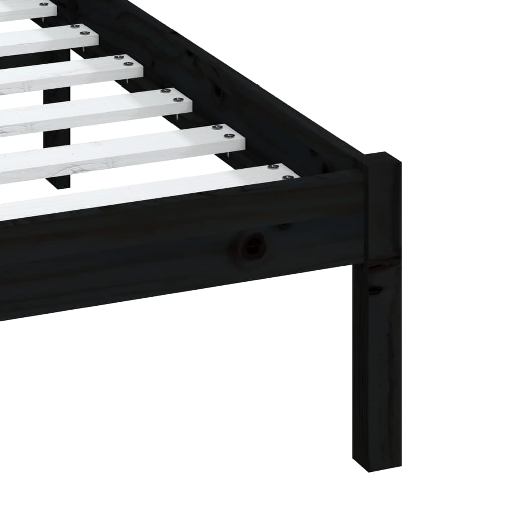 Bed Frame Black Solid Wood Pine 140x200 cm