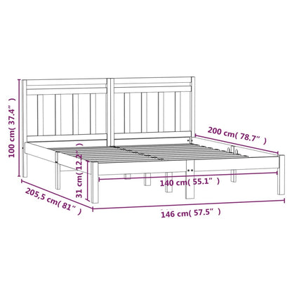 Bed Frame Black Solid Wood Pine 140x200 cm