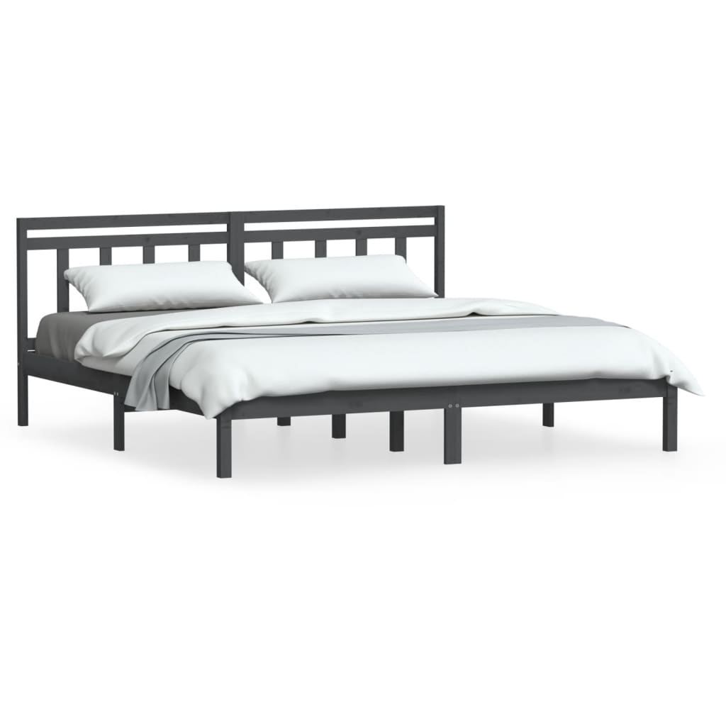 3100601 vidaXL Bed Frame without Mattress Grey Solid Wood 160x200 cm (810029+814106)