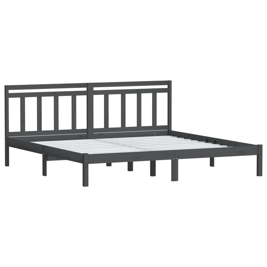 3100601 vidaXL Bed Frame without Mattress Grey Solid Wood 160x200 cm (810029+814106)