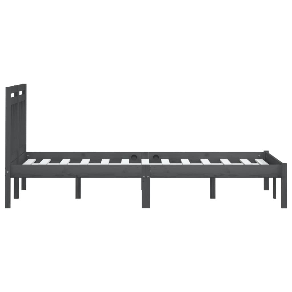 3100601 vidaXL Bed Frame without Mattress Grey Solid Wood 160x200 cm (810029+814106)