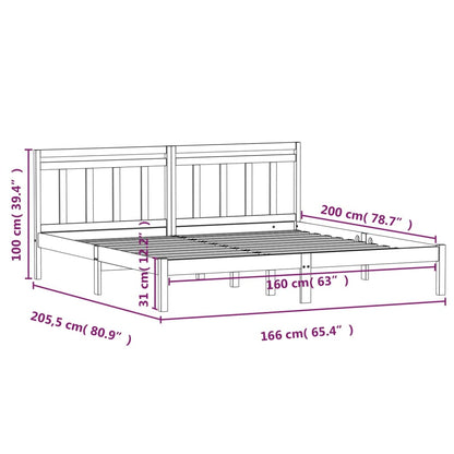 3100601 vidaXL Bed Frame without Mattress Grey Solid Wood 160x200 cm (810029+814106)