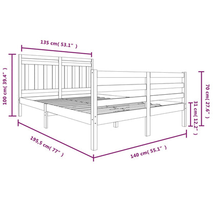 Bed Frame 135x190 cm Double Solid Wood