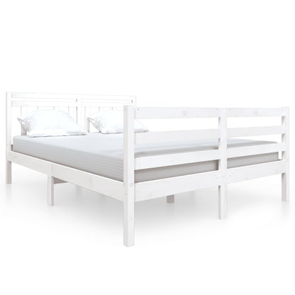 3100635 vidaXL Bed Frame without Mattress White Solid Wood 140x190 cm (810411+814095)