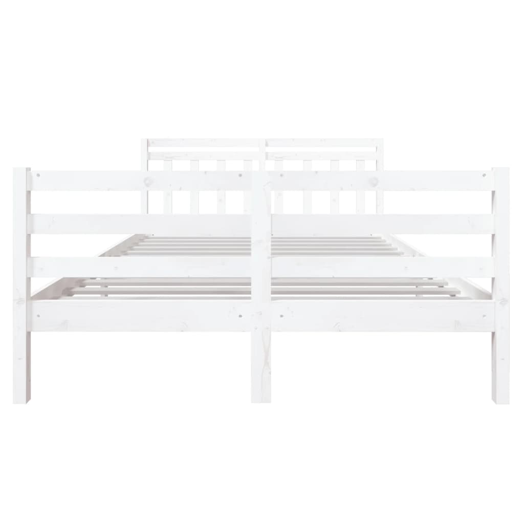 3100635 vidaXL Bed Frame without Mattress White Solid Wood 140x190 cm (810411+814095)