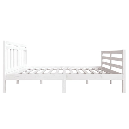 3100635 vidaXL Bed Frame without Mattress White Solid Wood 140x190 cm (810411+814095)