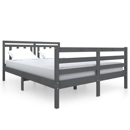 Bed Frame Grey Solid Wood 140x190 cm