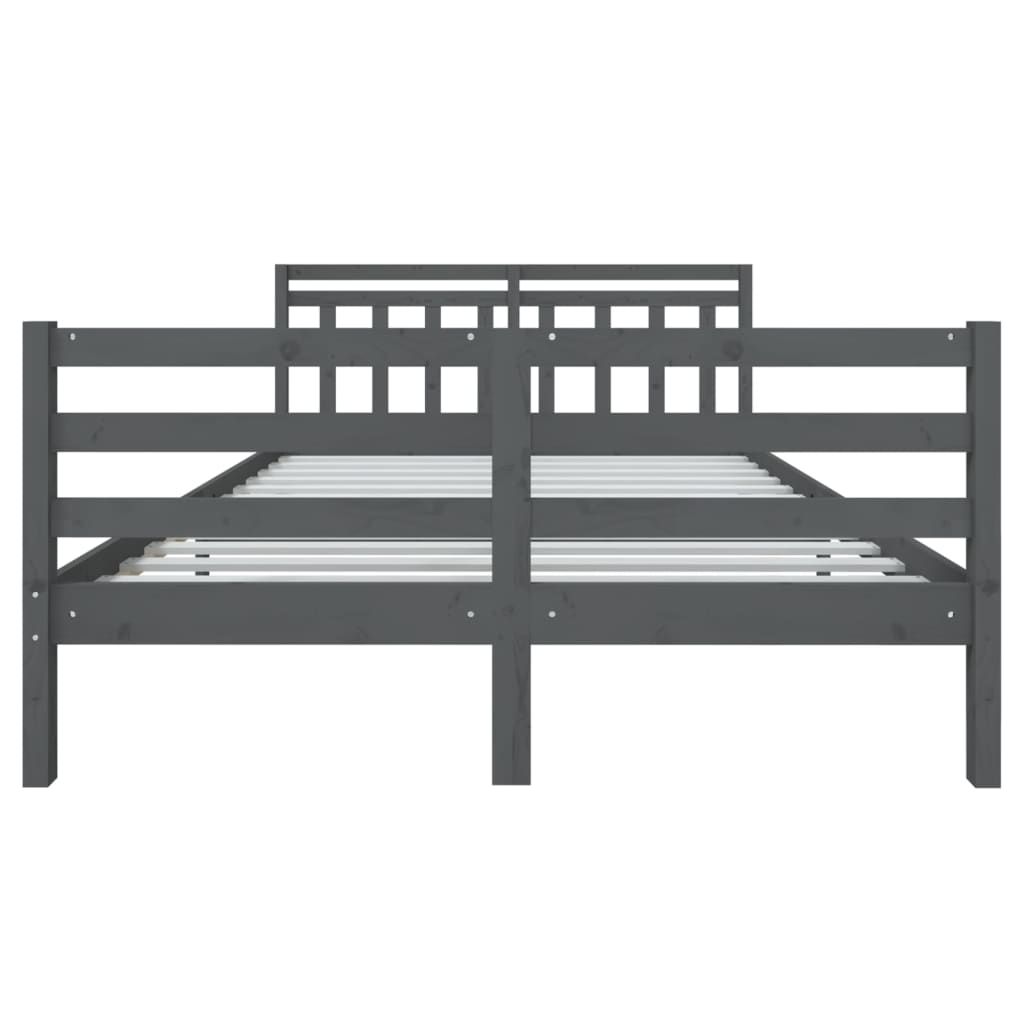 Bed Frame Grey Solid Wood 140x190 cm