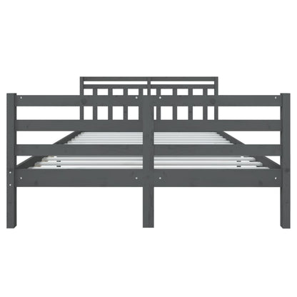 Bed Frame Grey Solid Wood 140x190 cm