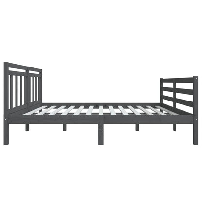 Bed Frame Grey Solid Wood 140x190 cm