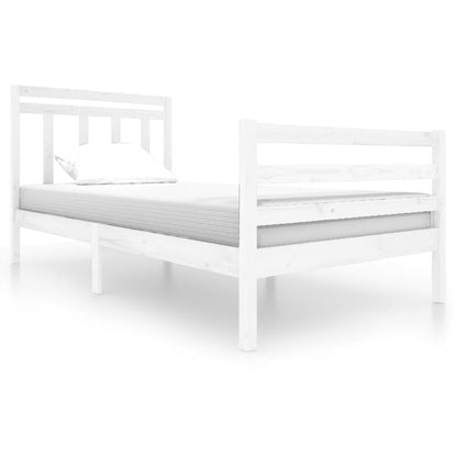 3100645 vidaXL Bed Frame without Mattress White Solid Wood 100x200 cm (810421+814080)