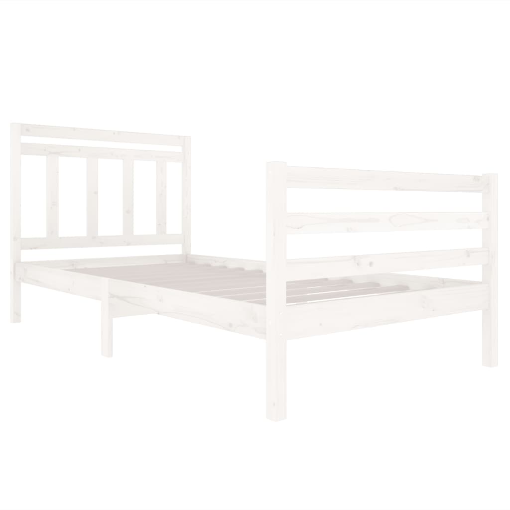 3100645 vidaXL Bed Frame without Mattress White Solid Wood 100x200 cm (810421+814080)