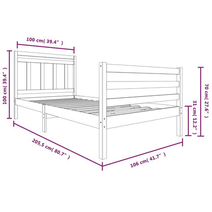 3100645 vidaXL Bed Frame without Mattress White Solid Wood 100x200 cm (810421+814080)