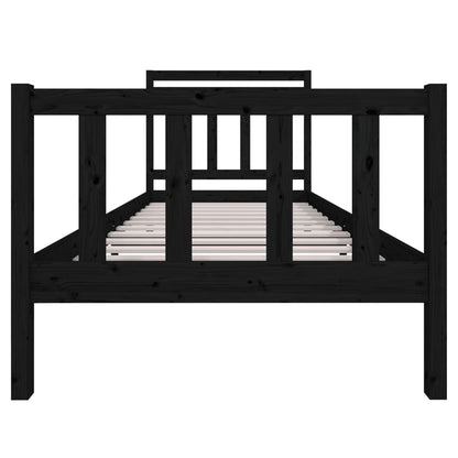 Bed Frame Black 90x190 cm Single Solid Wood