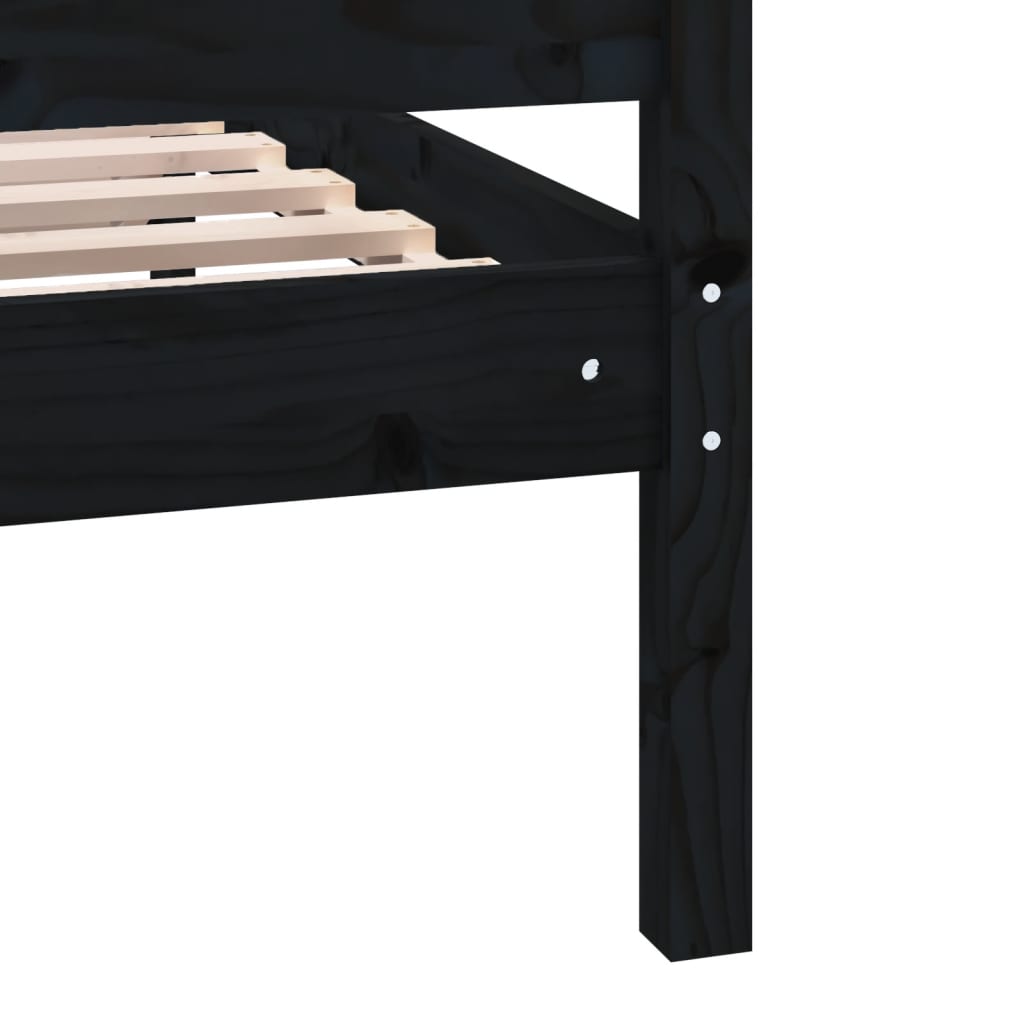 Bed Frame Black 90x190 cm Single Solid Wood