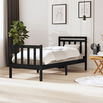 Bed Frame Black 90x190 cm Single Solid Wood