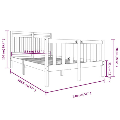 Bed Frame Double Solid Wood