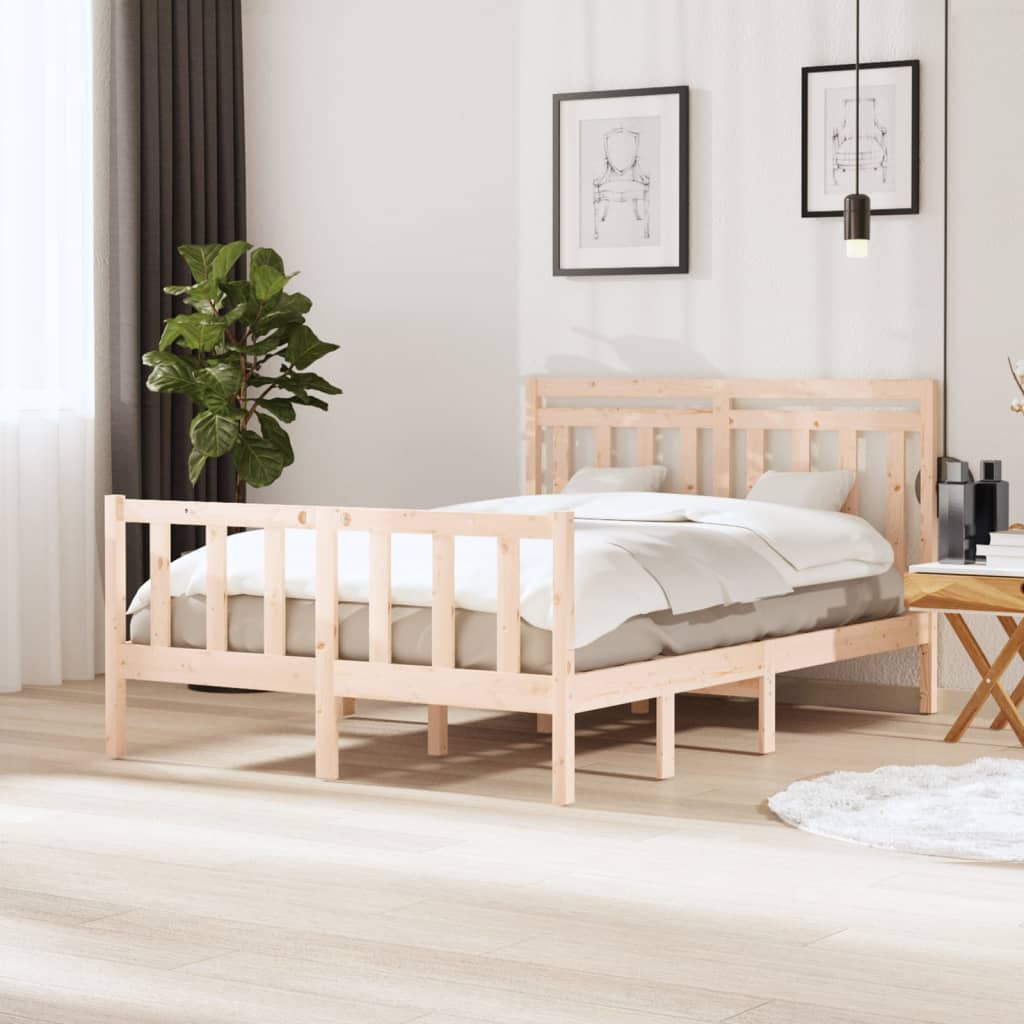 Bed Frame Double Solid Wood