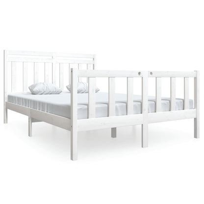 Bed Frame White Solid Wood 140x190 cm