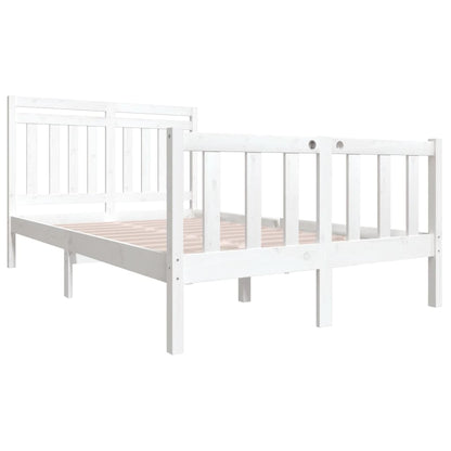 Bed Frame White Solid Wood 140x190 cm