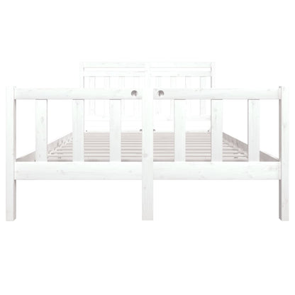 Bed Frame White Solid Wood 140x190 cm