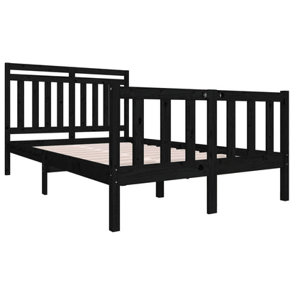 Bed Frame Black Solid Wood 140x190 cm