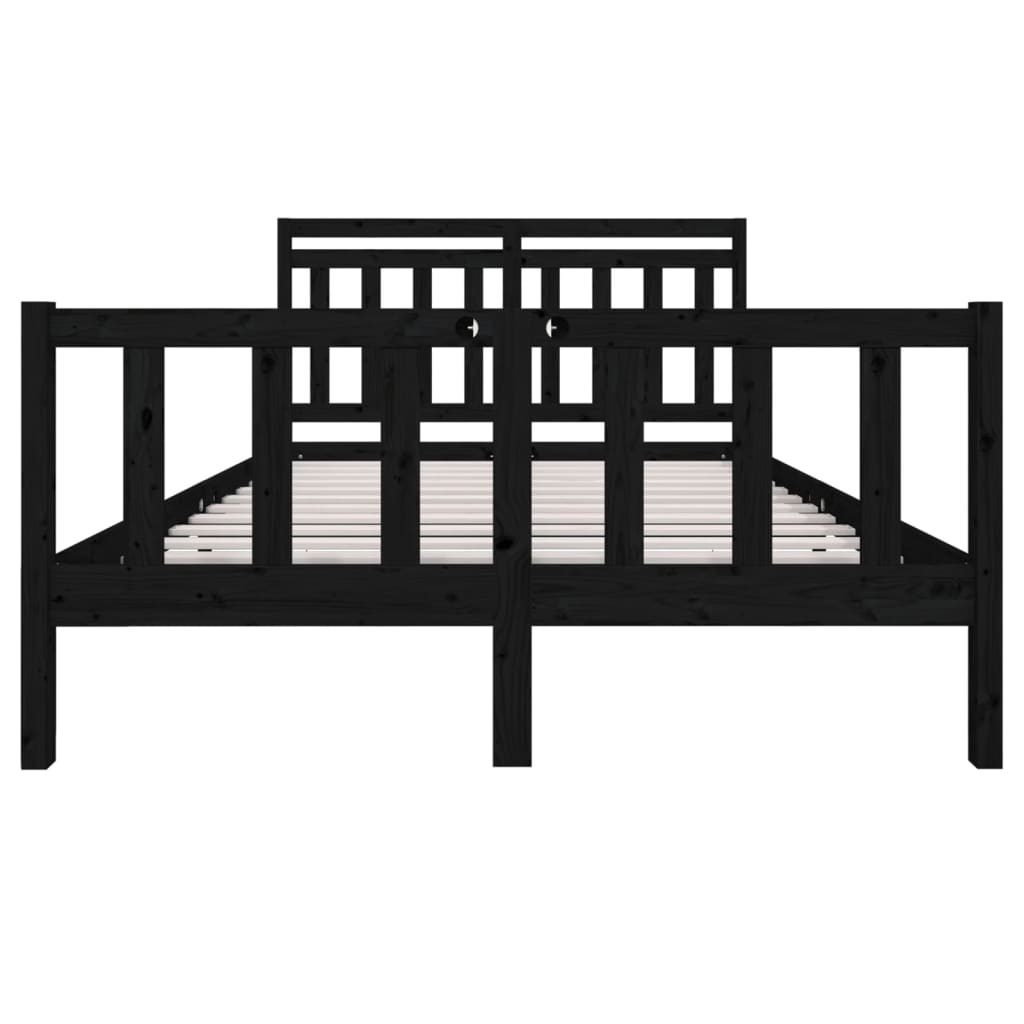 Bed Frame Black Solid Wood 140x190 cm