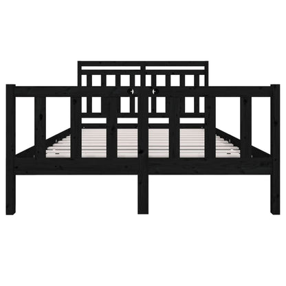 Bed Frame Black Solid Wood 140x190 cm