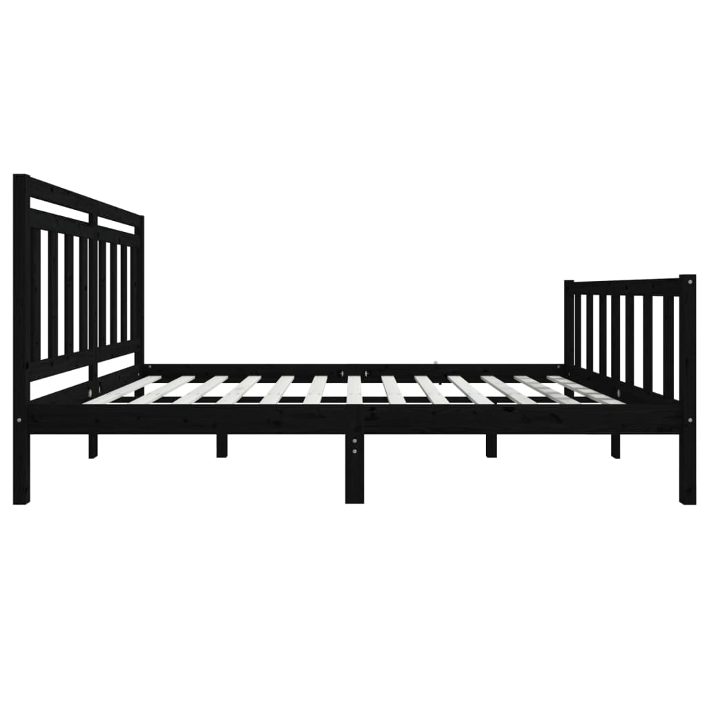 Bed Frame Black Solid Wood 140x190 cm