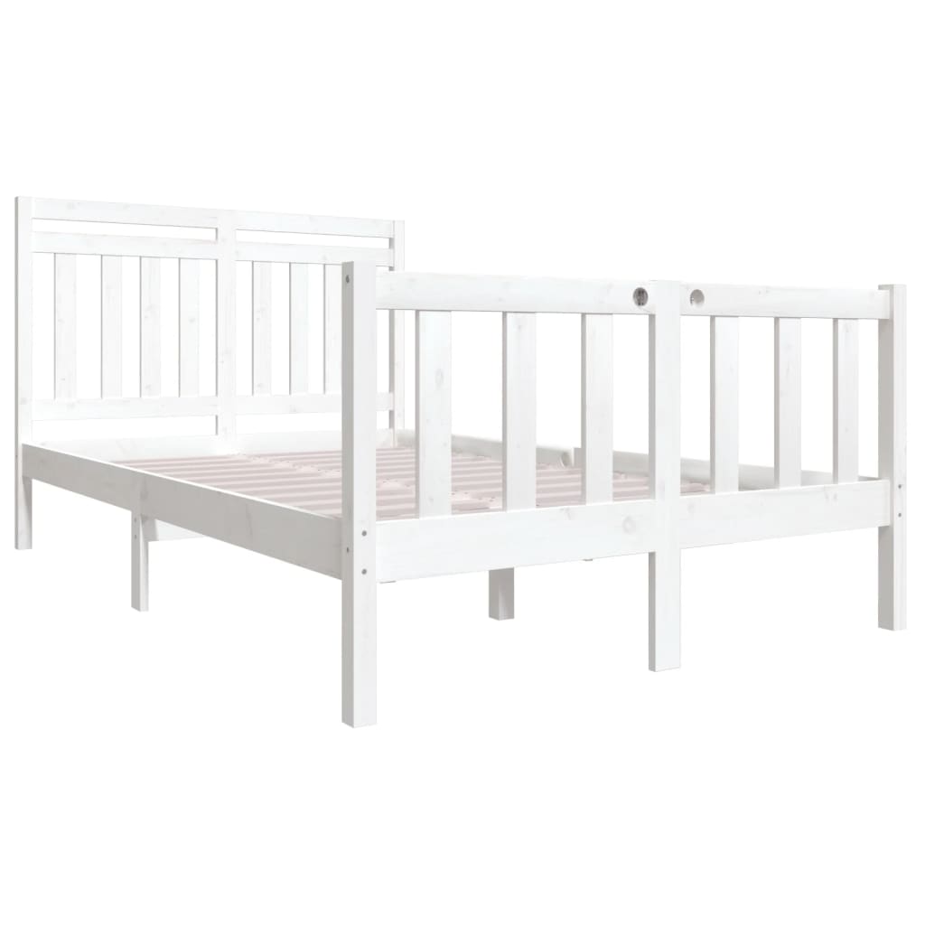 Bed Frame White Solid Wood 140x200 cm