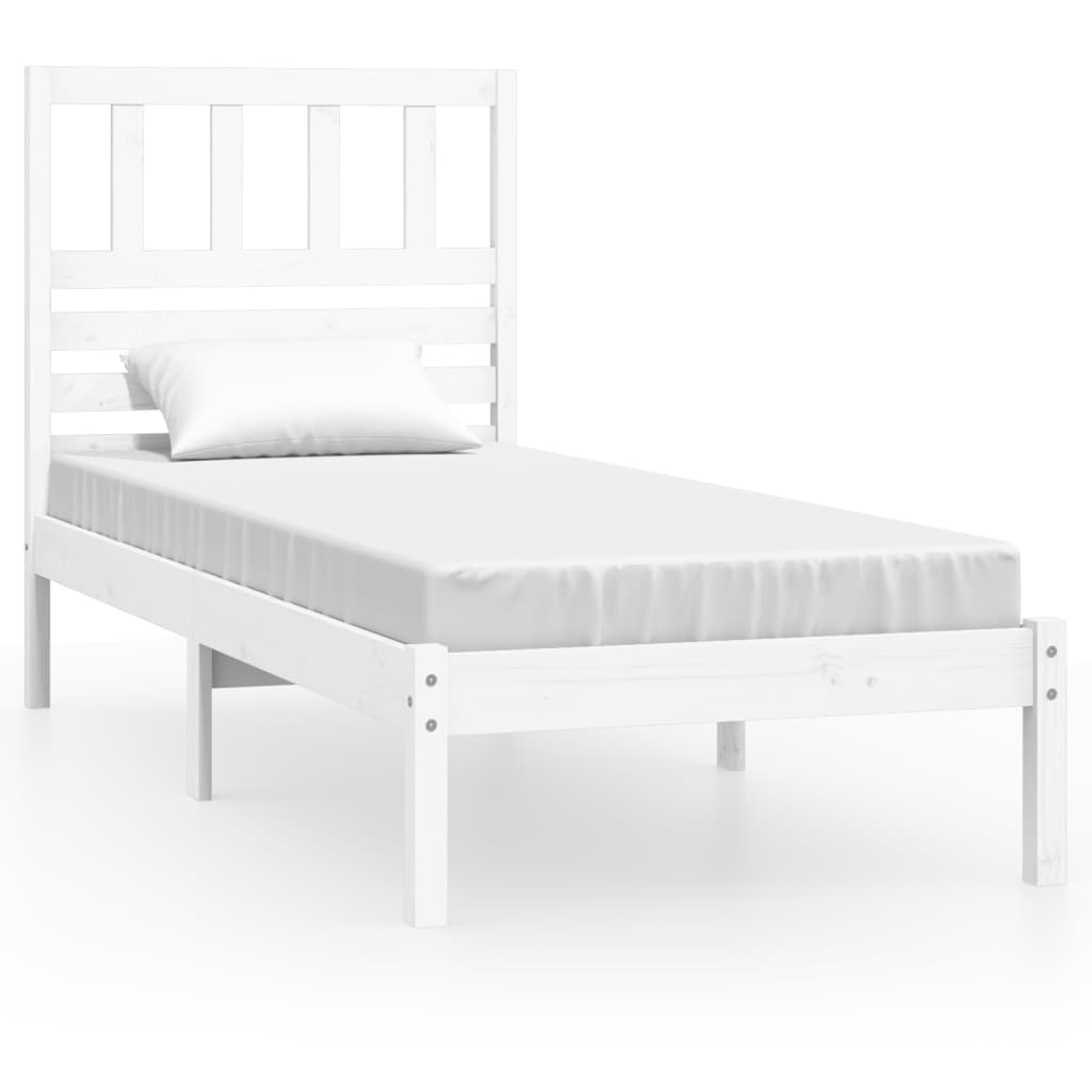 Bed Frame without Mattress White 75x190 cm Small Single Solid Wood Pine