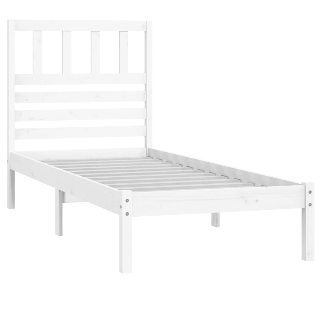 Bed Frame without Mattress White 75x190 cm Small Single Solid Wood Pine