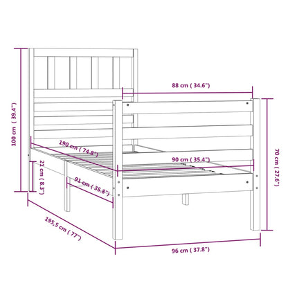 Bed Frame without Mattress 90x190 cm Single Solid Wood