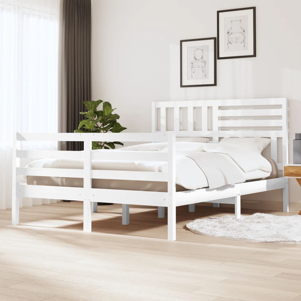 Bed Frame White 120x190 cm Small Double Solid Wood