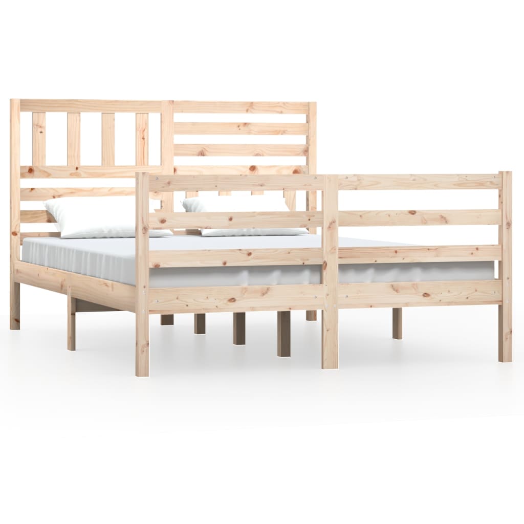 Bed Frame 135x190 cm Double Solid Wood