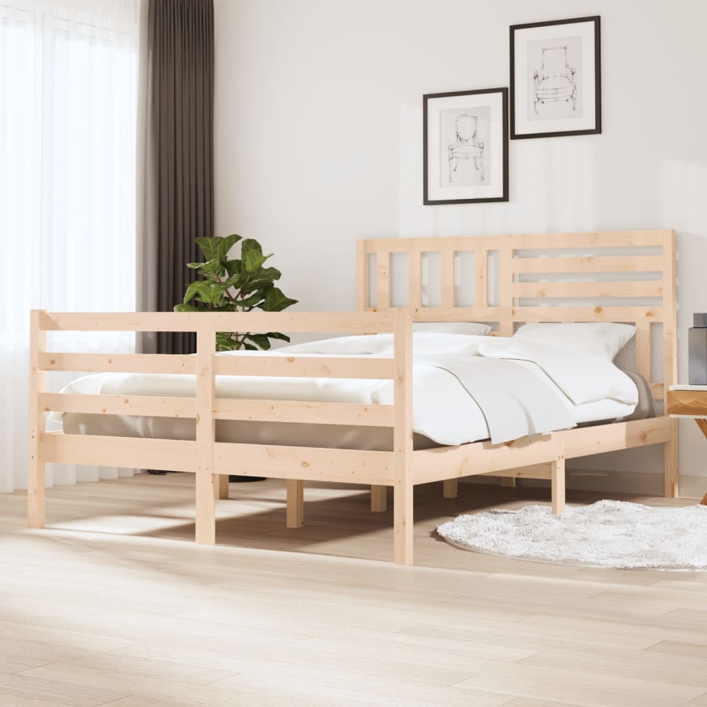 Bed Frame 135x190 cm Double Solid Wood