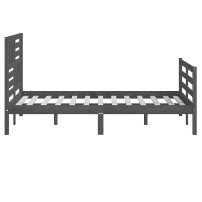 Bed Frame Grey Solid Wood 140x190 cm